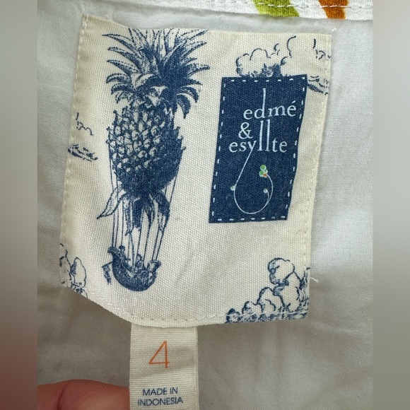 Anthropologie Edme & Esyllte white cotton parrot pencil skirt SIZE 4 - Picture 6 of 11